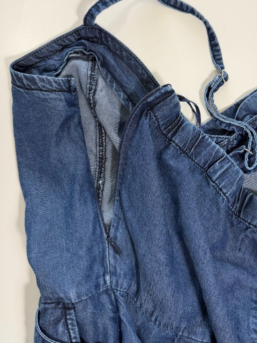 Dynamite Blue Denim Jumpsuit with Straps and Buttons - Picture 5 of 11